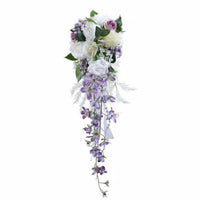 Cascading Wedding Bouquet Long Cascading Bridal Bouquet Reusable Event Supply for Brides, Photoshoot, Party Decoration