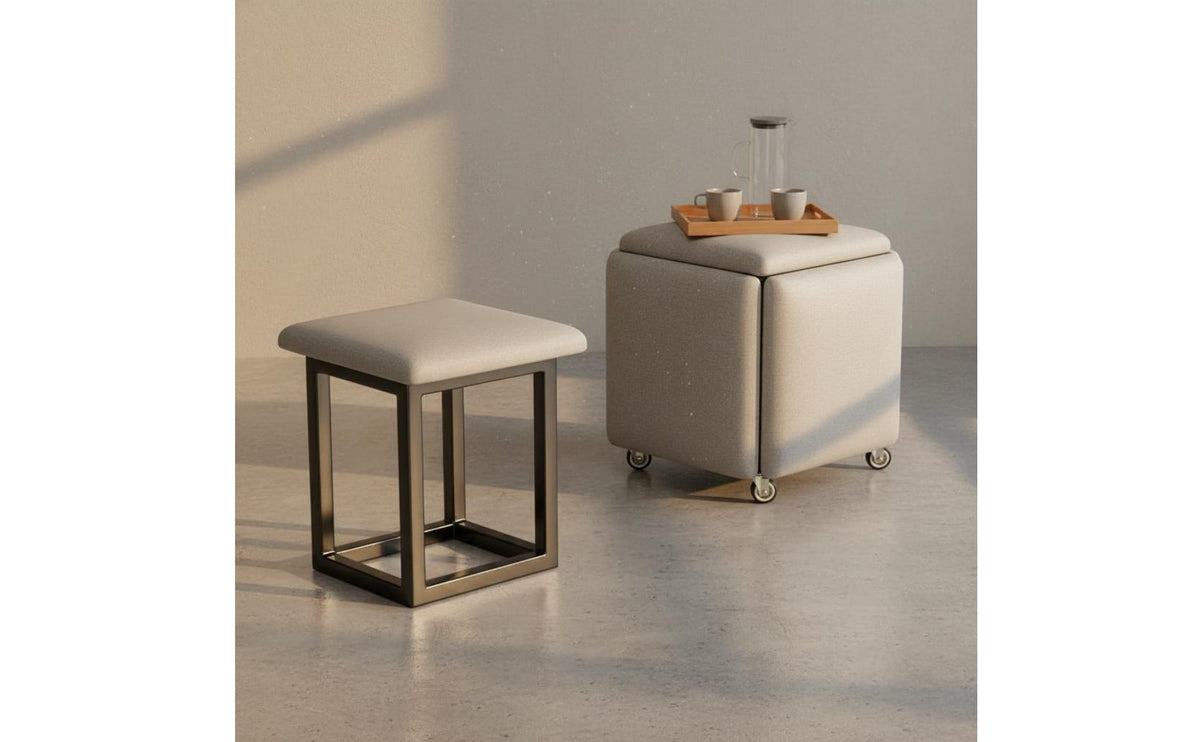 5 Pieces Modular Cube Stool Sturdy Frame 5 in 1 Modular Cube Stool Transformable Nesting Ottoman Waterproof Household Furniture