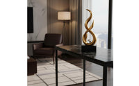 Modern Art Table Decoration Artistic Design Abstract Sculpture Gold Figurine with Glass Sphere Great Gift Suggestion for Men