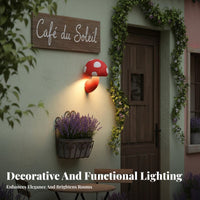 Pastoral Theme Toadstool Wall Lamp Outdoor Use Toadstool Shaped Sconce Elegant Novelty Wall Light Warm Radiance for Interior Designers, Design Enthusiasts, Hallway, Living Room, Corridor, Coffee Shop