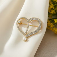 Korean Style Alloy Brooch for Women, Rhinestone Embellished Anti-Exposure Pin for Coats and Dresses