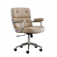 Adjustable Height Tufted Rolling Armchair Comfortable Padded Seat Desk Chair Ergonomic Backrest Office Furniture 360-Degree Swivel for Telecommuting Workers, Students, Adults, Bedroom, Study Room, Dormitory