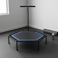 Easy Assembly Hexagonal Trampoline with Handle Heavy Duty Steel Frame 45 Inch Exercise Trampoline High Weight Capacity Rebounder Silent Operation for Outdoor