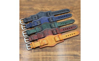 Vintage-Style Leather Watch Strap Perforated Watch Strap with Metal Buckle Layered Rugged for Men