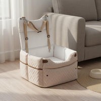 Portable Pet Booster Seat Safe Restraint Straps Car Pet Bed Safety Tether Travel Dog Seat Soft Cover for Medium Dogs, Road Trip