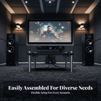 Shock Absorption Stainless Steel Audio Shelf Sturdy Construction High-Fidelity Equipment Rack Heavy Duty Home Theater Equipment Rack High-Density Board for Audiophiles, Listening Room