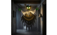 Halloween Hanging Alien Decoration Green Face Sound-Activated Hanging Prop Hooded Ghost Figure Glowing Eyes Spooky Ghost Prop