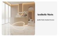 Modern Curved-Shaped Front Desk High-Gloss Coating Finish Curved Reception Desk Lockable Drawer Illuminated Reception Counter for Hotel Lobby, Spa