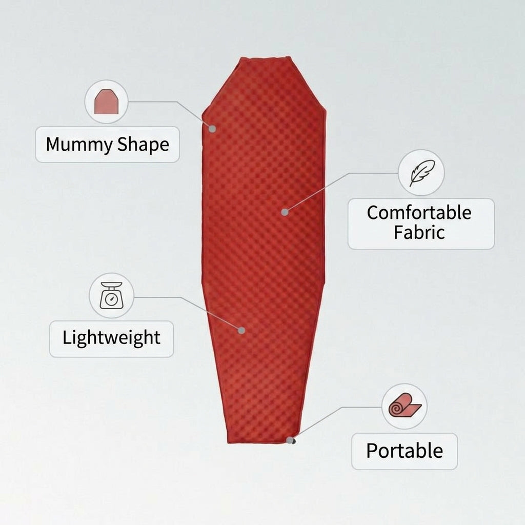 Camping Mat and Sleeping Mat for Outdoor Comfort, Self-Inflating Camping Mattress with Carry Bag, PVC Material 180x50x3cm, Picnic or Beach Mat