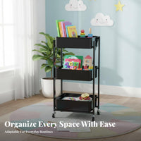 Wheeled Mobility three-tier Foldable trolley Multi-Functional Utility Trolley Space-Saving Household Storage Sturdy Construction for Office Workers, homeowners, Bedroom, Living Room, Kitchen, Bathroom