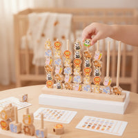 Wooden Bead Sequencing Toy Educational Bead Game with Pattern Cards Animal Matching Game Educational Wooden Stacking Toy STEM