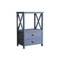 Farmhouse design End Table with Drawer and Basket Distressed Finish Nightstand Multi-Functional Bedside Cabinet space-saving Size for Homeowners, Apartment Dwellers, Small Spaces, Hallway, Entryway, Living Room
