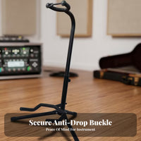 Metal Frame Foldable Guitar Stand Padded Contact Area Points Folding Guitar Stand Compact Storage Instrument Holder