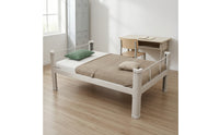 Bed Frame with Guard Rails No Box Spring Needed Metal Foundation Bed Frame Minimalistic Furniture for Students, Bedrooms, Dorms