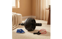 Two-handleHandle Ab Wheel with Knee Pad Non-Slip Abdominal Roller with Resistance Band Stable Ab Roller Wheel Balanced for Beginners, Home Gym, Living Room