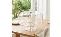 Cake Stand with Dome Faceted Cloche with Pedestal Clear for Cafes, Hosts, Bakers