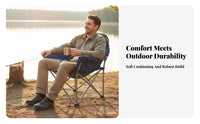 Foldable Design Portable Armchair with beverage Holder sturdy Frame Folding Chair Includes Carrying Bag Camp Seat Insulated chiller Pouch for Beach&travelers, Spectators, Camping, Fishing, Beach, outdoor dining