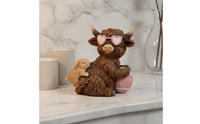 Cow and Bunny Figurine Creative Shaggy-Coated Bovine Figurine Holiday Themed Farm Animal Table Decor for Couples, Living Room, Desktop, Bookshelf