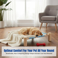 Pet Cot Bed, Elevated Wooden Frame, Removable Washable Cover, All-Season Pet Lounger, Breathable Fabric, Wholesale