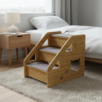 Wooden Pet Stairs Stable Canine Steps for Bed Anti-Slip Surface Cat Climbing Steps for Elderly Pets, Sofa