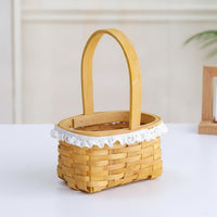 Oval Small Basket with Handle Woven Flower Basket Natural Cute for Florists, Crafters, Weddings, Home Decor, Picnics