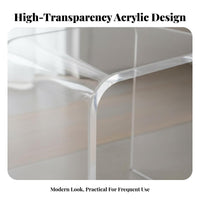 Modern Design U-Shaped Acrylic Stool Easy to Pristine & Transparent Waterfall Stool Multi-Purpose Home Furnishing Seamless-Piece Construction for Adults, Homeowners, Interior Decorators, Entryway, Bathroom, Living Room, Bedroom