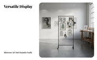 Includes Hooks Gridwall Display Stand With Caster Wheels Gridwall Panel Stand Easy Assembly Metal Art Display Rack Sturdy Construction for Teachers, Exhibitors, Crafters, Exhibitions, Schools, Temporary Shops, Home