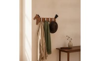Horse Hook Rack Suction-Cup Wooden Hook Rack with Metal Hooks Rustic for Closet