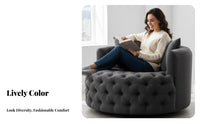 Tufted Rotating Armchair Round Barrel Shape Upholstered Rotating Chair Minimalist Aesthetic Plush Pad for Bedroom