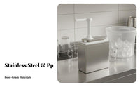 Food Grade Material Sauce Pump Dispenser Precise Dispensing Stainless Steel Lid Sauce Pump Easy to Clean for Chefs, Coffee Shop, Restaurant