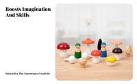 12 Pieces Color Sorting Toadstool Toy Educational Wooden Toadstool Toy Set
