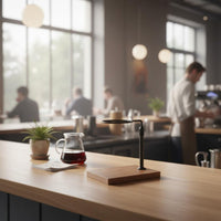Aluminum Alloy Frame Adjustable Height Coffee Dripper Stand Nordic Aesthetic Adjustable Coffee Dripper Station Minimalist Design Wood Base Pour-over Station Heavy Duty Stability for Baristas, Home Kitchen, Office, Outdoor
