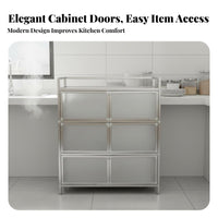 Rust-Proof Stainless Steel Kitchen Cabinet Heavy Duty Freestanding Kitchen Cupboard Large Capacity Freestanding Dish Cabinet Easy to Clean for Homeowners, Families, Renters, Dining Room, Garage, Bathroom, Office