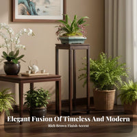 Mortise and Tenon Joinery Multi-Tier Flower Rack complimentarystanding Multi-Tier Wooden Stand No Assembly Required Plant Shelf Modern Oriental Design for Bonsai lovers, Apartment Dwellers, Living Room, Balcony, Sunroom, Entryway
