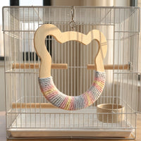 Bird Swing Heart Shaped Cockatiel Toy with Rope Perch, Wrapped Dowel Cockatiel Swing for Parrot Cage, Hanging Toys for Conures and Finches