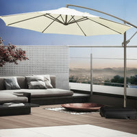 Cantilever Patio Umbrella with Water-Fillable Base Weighted Cantilever Offset Patio Umbrella Outdoor for Backyard, Balcony, Cafe