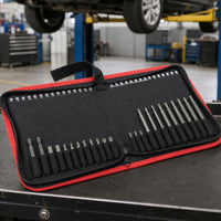 Bit Storage Pouch Fold-out Screwdriver Bit Organizer Tool Pouch with Elastic Slots Zippered Organizador Para Brocas Compact