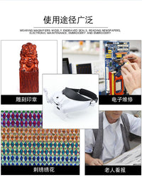 头戴3LED灯照明放大镜  电子维修雕刻 阅读 纹身纹眉82000M