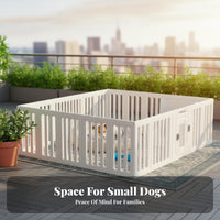 Anti-Escape Lock Indoor Dog Playpen Expandable Design Plastic Puppy Playpen Easy Installation Indoor Dog Pen with Door Non-Slip Suction Cups for Small Dogs, Young Dogs, Balcony, Living Room