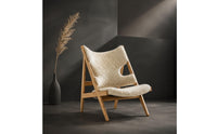 Faux-Fleece Lounge Chair Retro Style Black Wood Leisure Chair Hardwood Legs