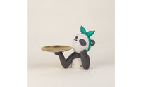 Pandas Statue with Tray Cute Pandas Tray Ornament Functional Catchall Dish for Vanity, Desk