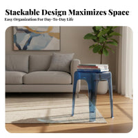 Stackable Transparent Square Stool Thickened and long-specter stooling Transparent phantom Stool Space-Saving Backless Chair Easy to Clean for Apartment Dwellers, Interior Designers, Dining Room, Small areas, Home Bar, Restaurant