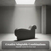 Modern Minimalist aesthetic Serpentine Sectional Designer Look Sofa Lowsilhouette Living Room Furniture Plush pads for Interior Designers, Apartment Dwellers, Villa, Showroom, Family Gatherings, film evenings