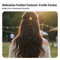Feather Hair Clip Bohemian Design Tassel Bead Hair Piece Feathers Clip-in Feather Hairpiece for Women, Girls, Beach Vacation, Festivals, Travel