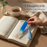 Ocean Style Resin Bookmark with Tassel, Handmade Stationery Gift