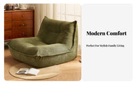 Stylish Armless Floor Sofa Minimalist Aesthetic Caterpillar Sofa Chair Ergonomic Design Indoor Seating Soft Corduroy Cover for Adults, Students, Living Room, Bedroom, Apartment, perusing corner