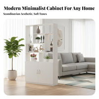 Freestanding Shelving Unit Modern Design Etagere with Cabinet Multi-Functional Room Divider for Book Collectors, Homeowners, Entryway, Study, Bedroom