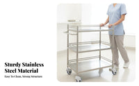 Oral Hygiene Instrument Cart Locking Wheels Oral Hygiene Serving Cart Heavy-Duty Stainless Steel Medical Trolley for Dentists, Surgeons, Hospital, Spa