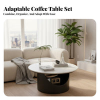 Sintered Stone Top double-levellevel circular table Minimalist Design Home Furniture Space-Saving Italian Inspired for Apartment Dwellers, Homeowners, Office Managers, Living Room, Small Spaces, Lounge, Reception Area
