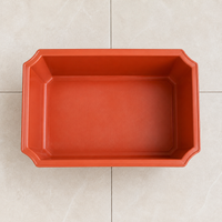 Rectangular Flower Box, Terracotta-Look Planter, Balcony Box with Drainage, 240ml, 5 Pieces, for Flowers & Herbs
